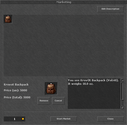 Adding an item and setting its price